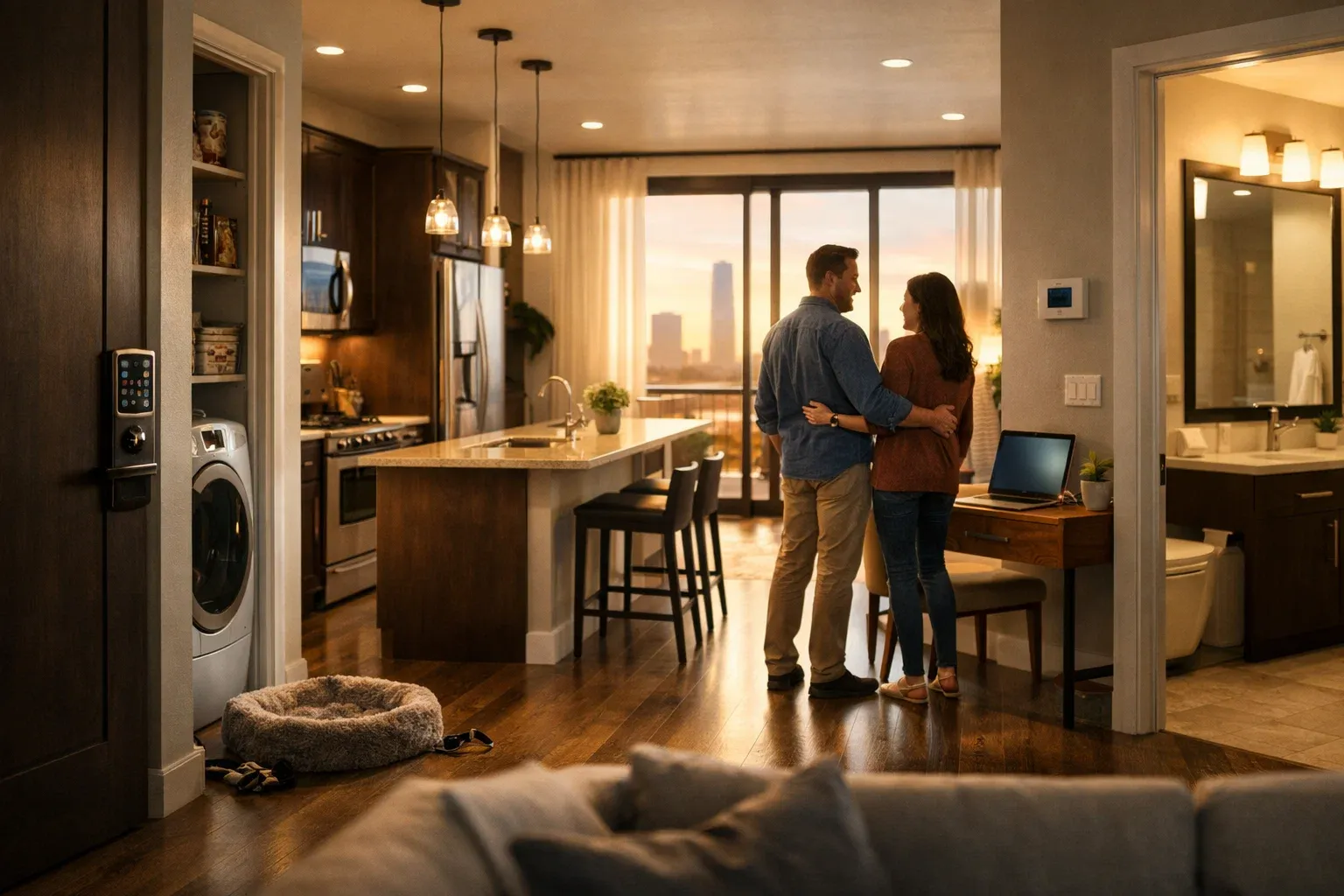 renter comparing apartment features inside a modern Oklahoma City apartment